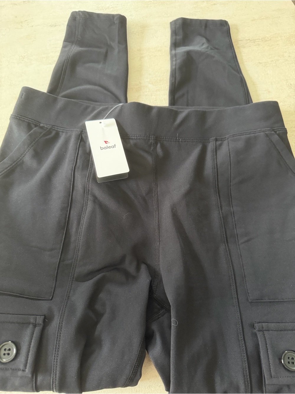 Baleaf Women's Black High-Waist Active Leggings with Cargo Pockets
